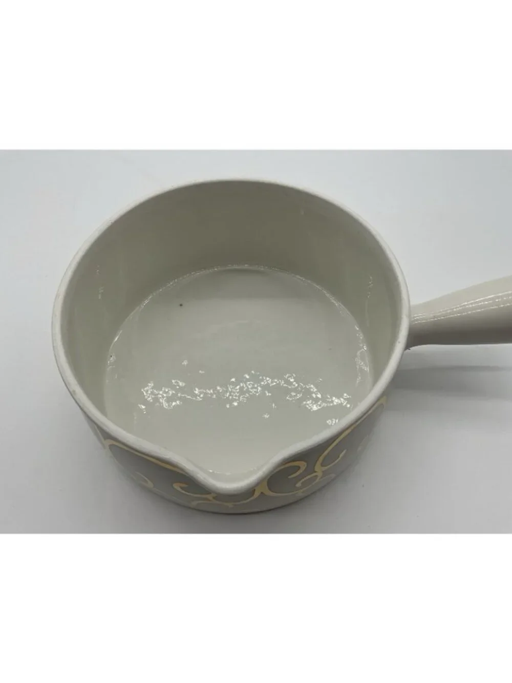 Porcelaine De Paris Vintage Fondue Large Saucepan Pouring Spout, Lid and Handle